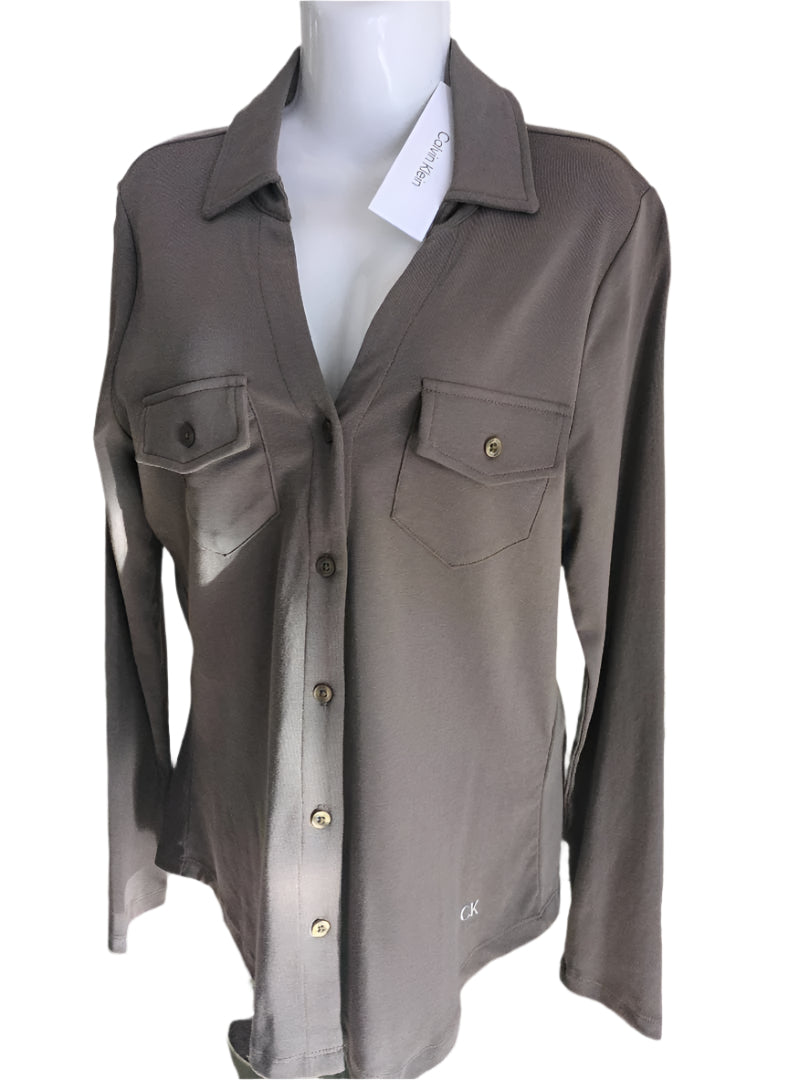 Blusa manga larga botones verde olivo Calvin Klein