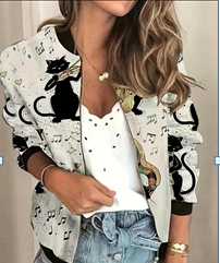 Chaqueta blanca estampados gatos