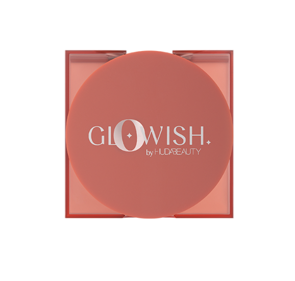 Rubor en Polvo Cheeky Vegan Glowish de HudaBeaudy Tono 01 Healthy Peach