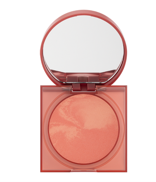 Rubor en Polvo Cheeky Vegan Glowish de HudaBeaudy Tono 01 Healthy Peach