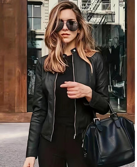 Chaqueta dama vinil negro