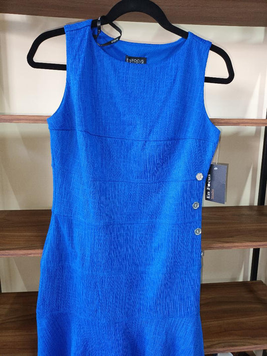 Vestido azul botones al costado